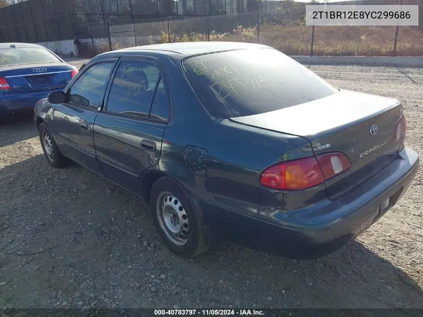 2000 Toyota Corolla Ce VIN: 2T1BR12E8YC299686 Lot: 40783797