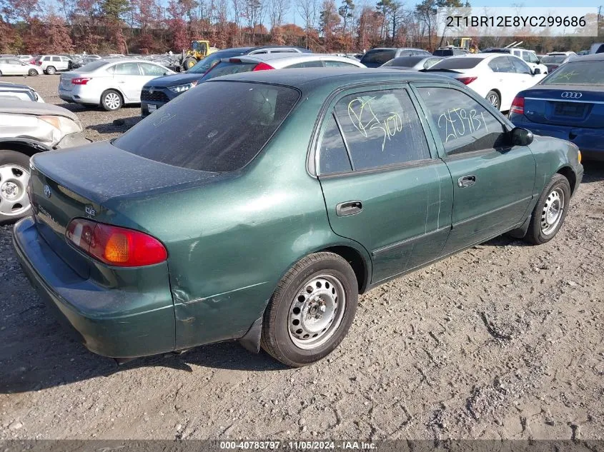 2000 Toyota Corolla Ce VIN: 2T1BR12E8YC299686 Lot: 40783797