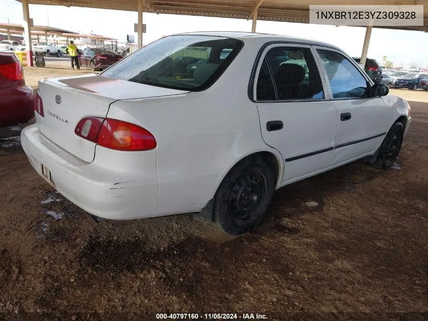 2000 Toyota Corolla Ce VIN: 1NXBR12E3YZ309328 Lot: 40797160