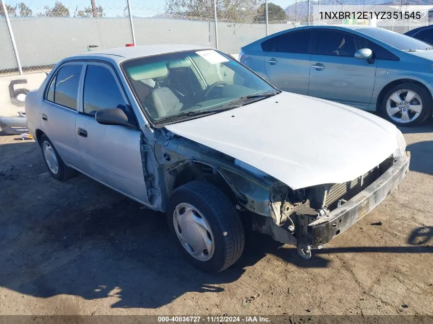 2000 Toyota Corolla Ve VIN: 1NXBR12E1YZ351545 Lot: 40836727