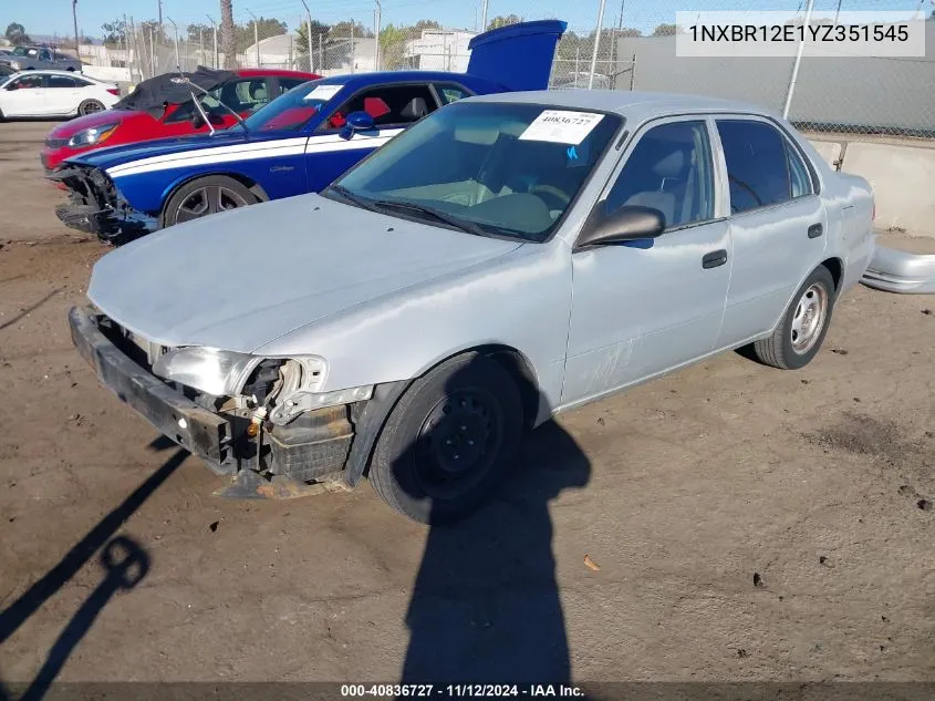 2000 Toyota Corolla Ve VIN: 1NXBR12E1YZ351545 Lot: 40836727