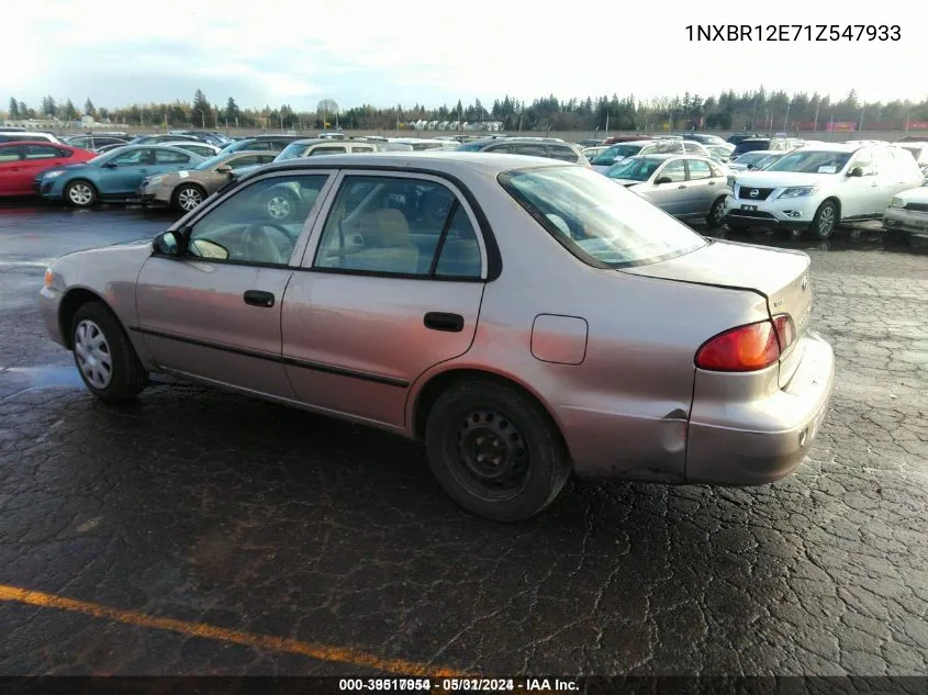 2001 Toyota Corolla Ce VIN: 1NXBR12E71Z547933 Lot: 39517954