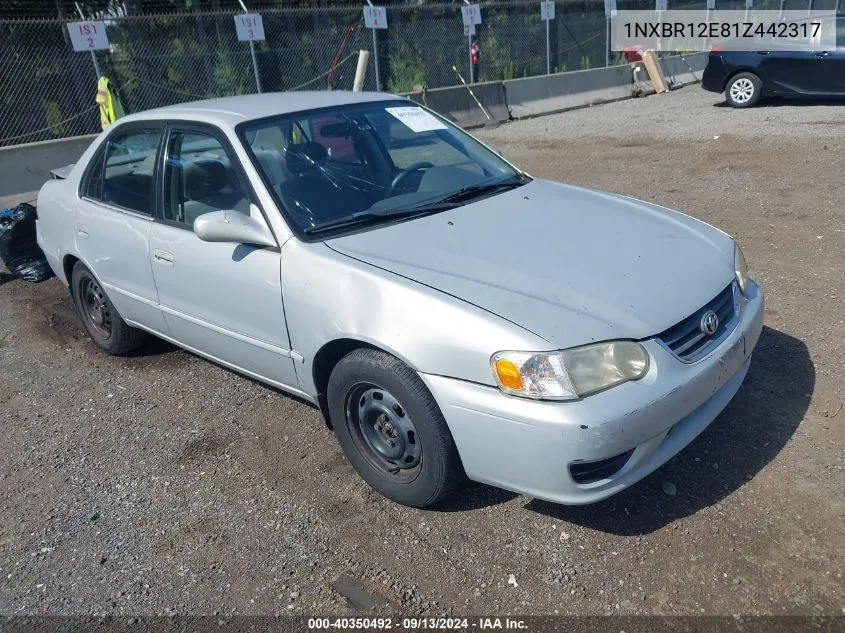 2001 Toyota Corolla Le VIN: 1NXBR12E81Z442317 Lot: 40350492