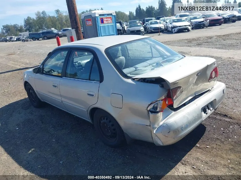 2001 Toyota Corolla Le VIN: 1NXBR12E81Z442317 Lot: 40350492