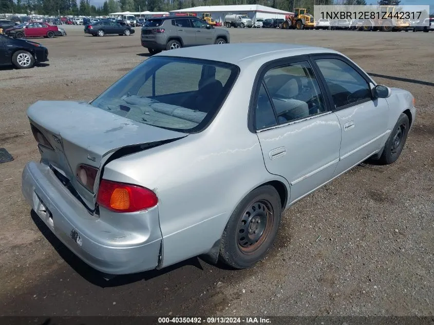 2001 Toyota Corolla Le VIN: 1NXBR12E81Z442317 Lot: 40350492