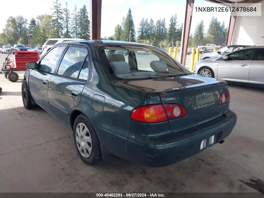 2001 Toyota Corolla Le VIN: 1NXBR12E61Z478684 Lot: 40462293