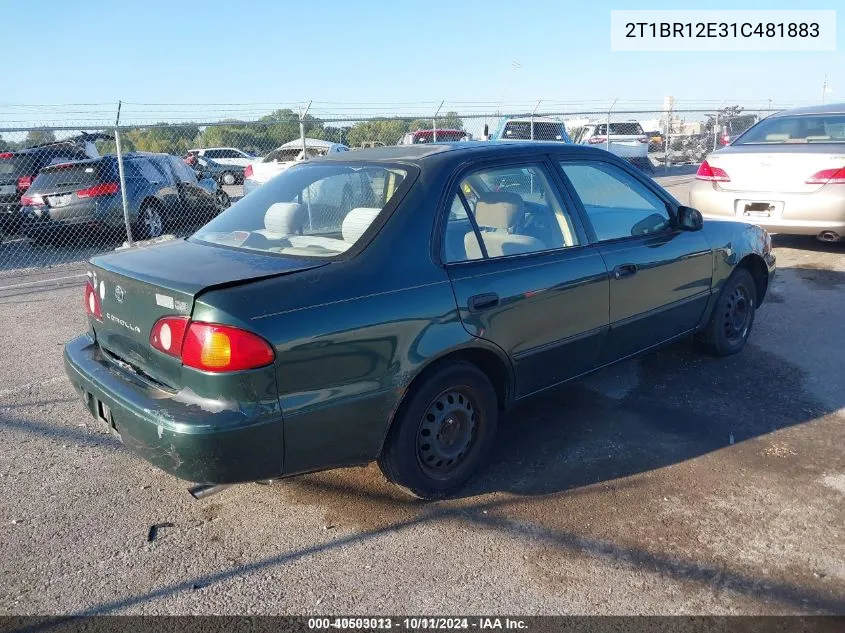 2001 Toyota Corolla Ce VIN: 2T1BR12E31C481883 Lot: 40503013