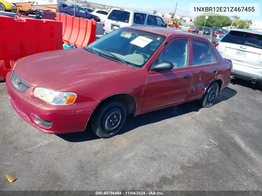 2001 Toyota Corolla Ce VIN: 1NXBR12E21Z467455 Lot: 40756468