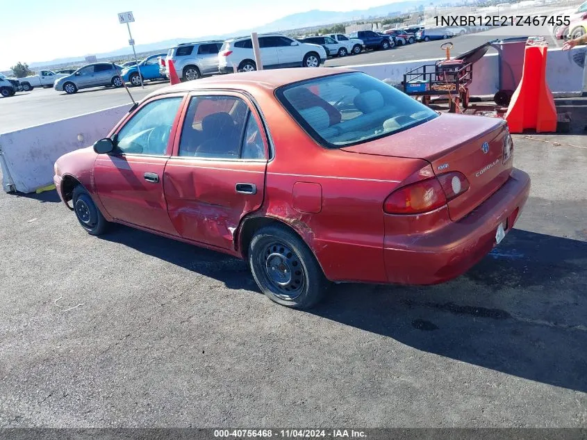 2001 Toyota Corolla Ce VIN: 1NXBR12E21Z467455 Lot: 40756468