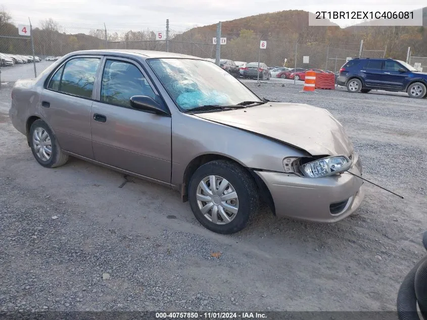 2001 Toyota Corolla Ce VIN: 2T1BR12EX1C406081 Lot: 40757850