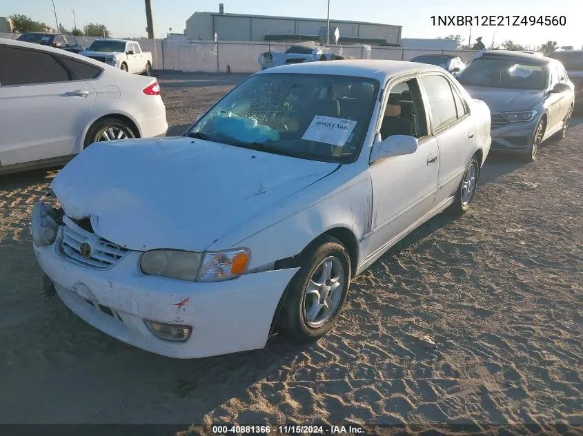 2001 Toyota Corolla S VIN: 1NXBR12E21Z494560 Lot: 40881366