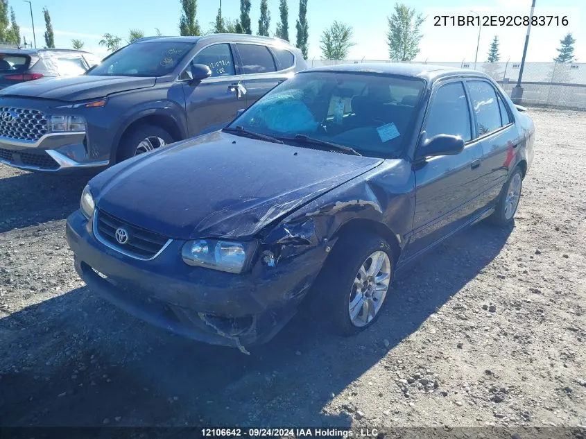 2002 Toyota Corolla Ce/Le/Sport VIN: 2T1BR12E92C883716 Lot: 12106642