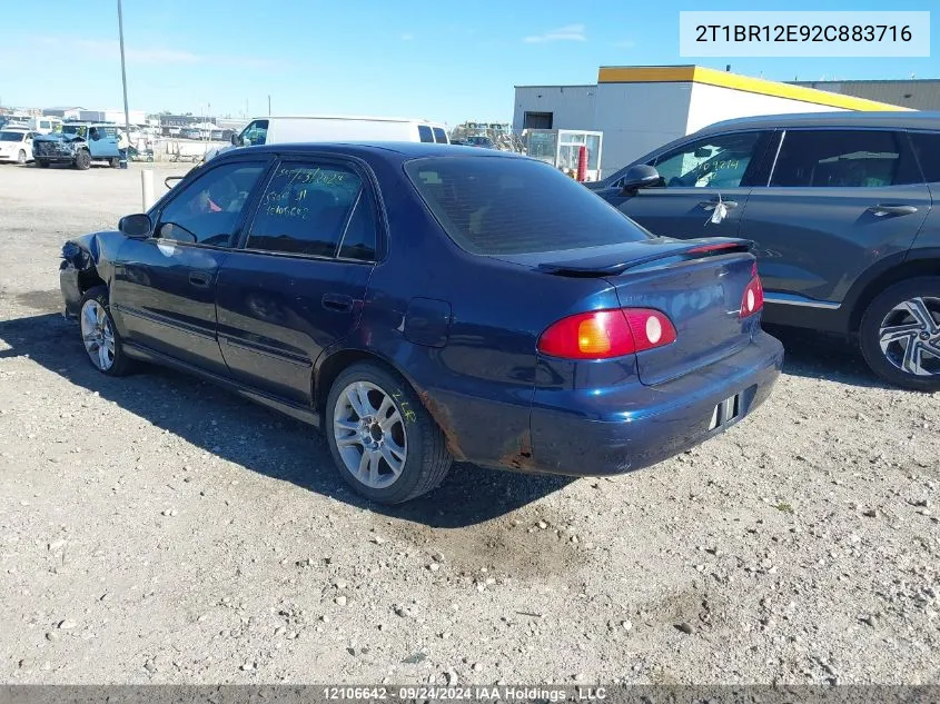 2002 Toyota Corolla Ce/Le/Sport VIN: 2T1BR12E92C883716 Lot: 12106642