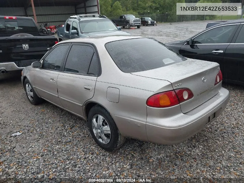 2002 Toyota Corolla Le VIN: 1NXBR12E42Z653533 Lot: 40307986