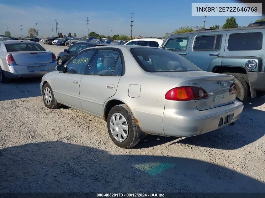 2002 Toyota Corolla Le VIN: 1NXBR12E72Z646768 Lot: 40328170