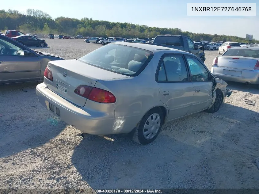 2002 Toyota Corolla Le VIN: 1NXBR12E72Z646768 Lot: 40328170