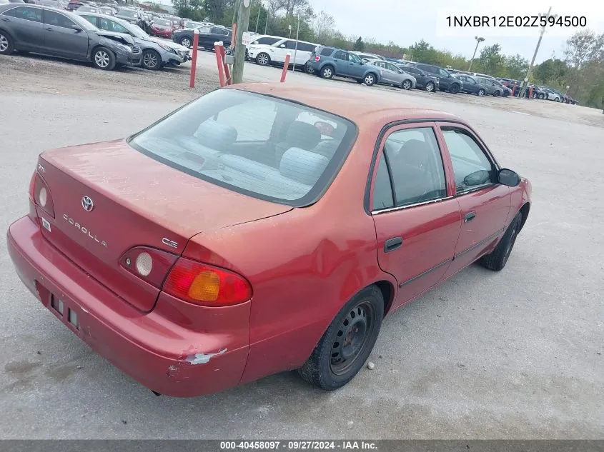 2002 Toyota Corolla Ce VIN: 1NXBR12E02Z594500 Lot: 40458097