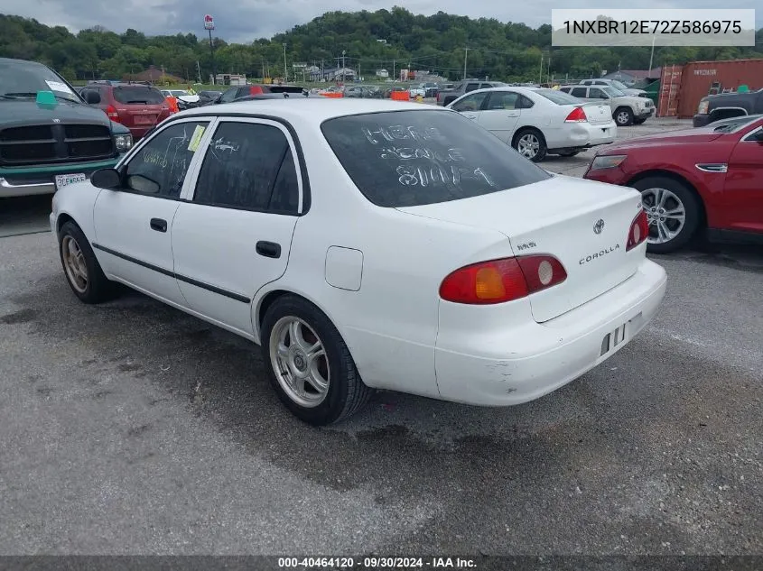 2002 Toyota Corolla Ce VIN: 1NXBR12E72Z586975 Lot: 40464120