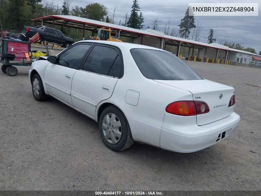 2002 Toyota Corolla Le VIN: 1NXBR12EX2Z648904 Lot: 40484177