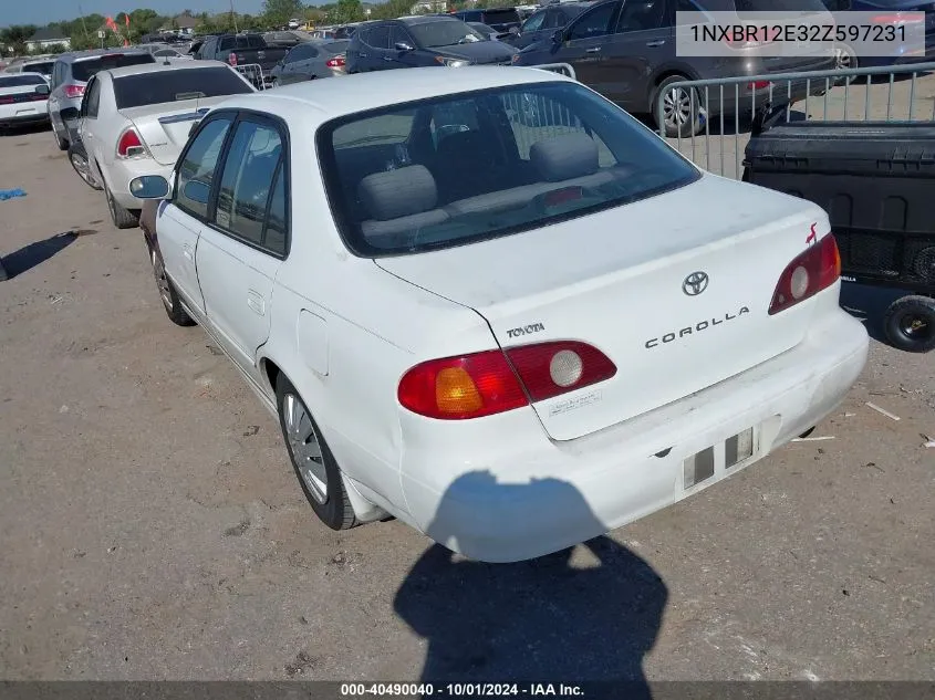 2002 Toyota Corolla S VIN: 1NXBR12E32Z597231 Lot: 40490040