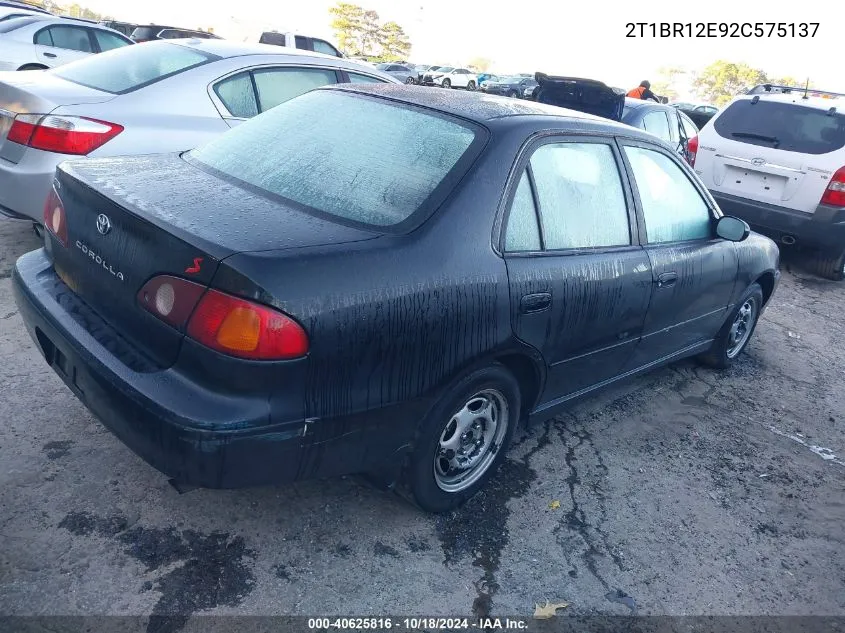 2002 Toyota Corolla S VIN: 2T1BR12E92C575137 Lot: 40625816