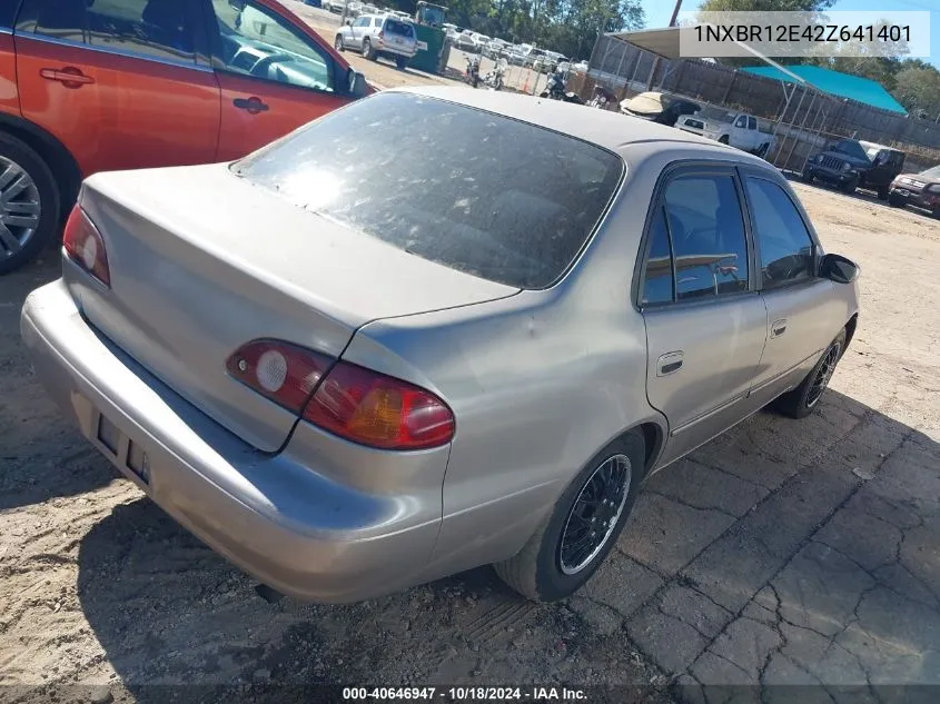 2002 Toyota Corolla Le VIN: 1NXBR12E42Z641401 Lot: 40646947