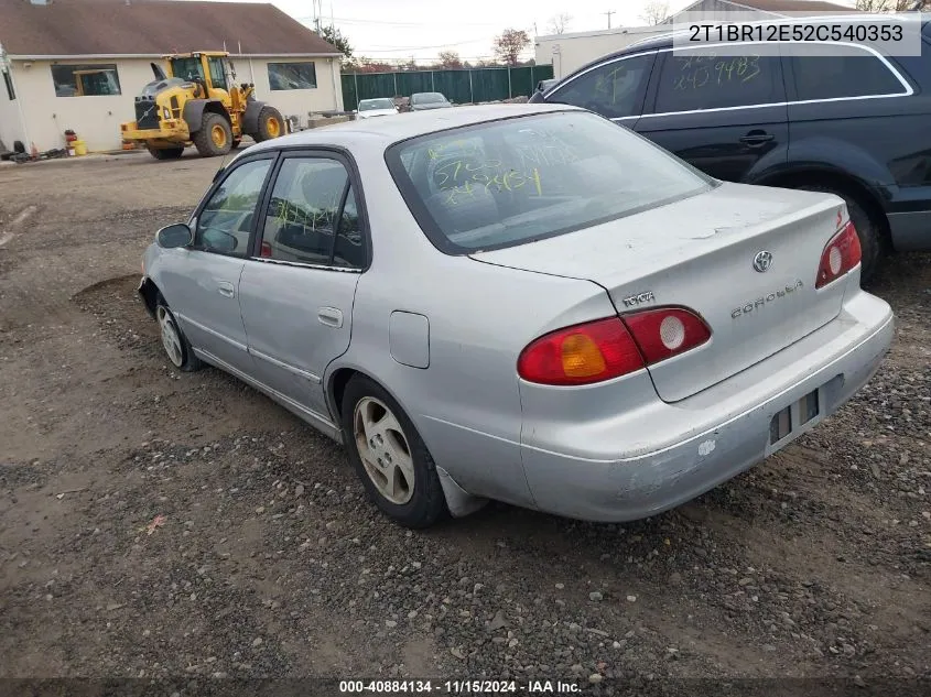 2002 Toyota Corolla S VIN: 2T1BR12E52C540353 Lot: 40884134