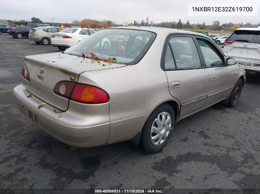 2002 Toyota Corolla Le VIN: 1NXBR12E32Z619700 Lot: 40886031