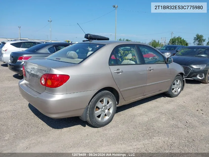 2003 Toyota Corolla Ce/Le/S VIN: 2T1BR32E53C775980 Lot: 12079459