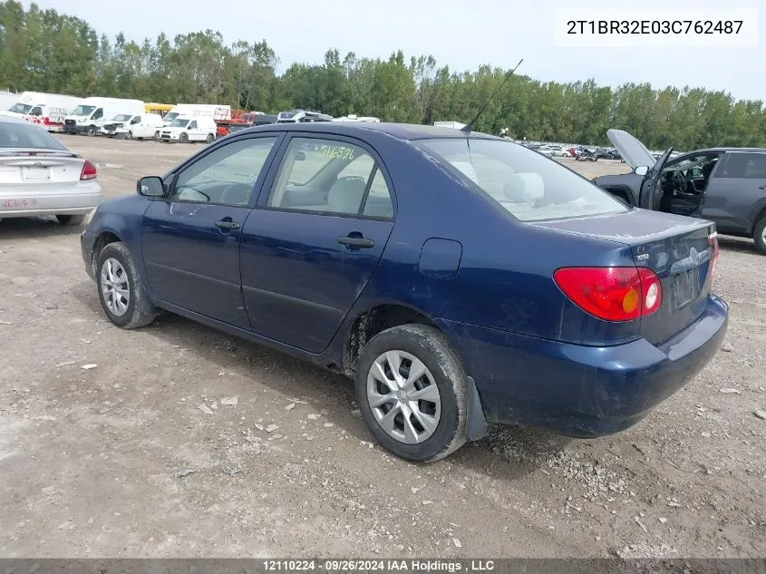 2003 Toyota Corolla Ce/Le/S VIN: 2T1BR32E03C762487 Lot: 12110224