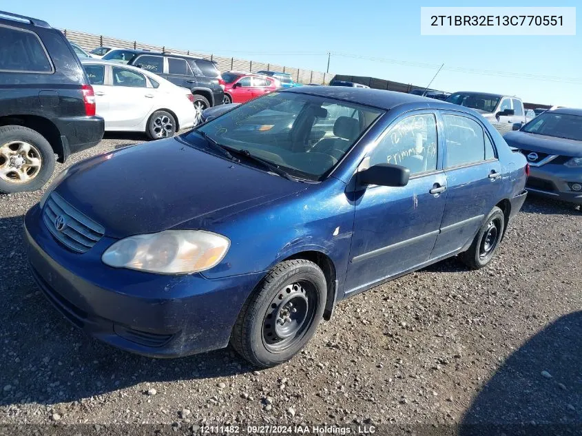 2003 Toyota Corolla Ce/Le/S VIN: 2T1BR32E13C770551 Lot: 12111482