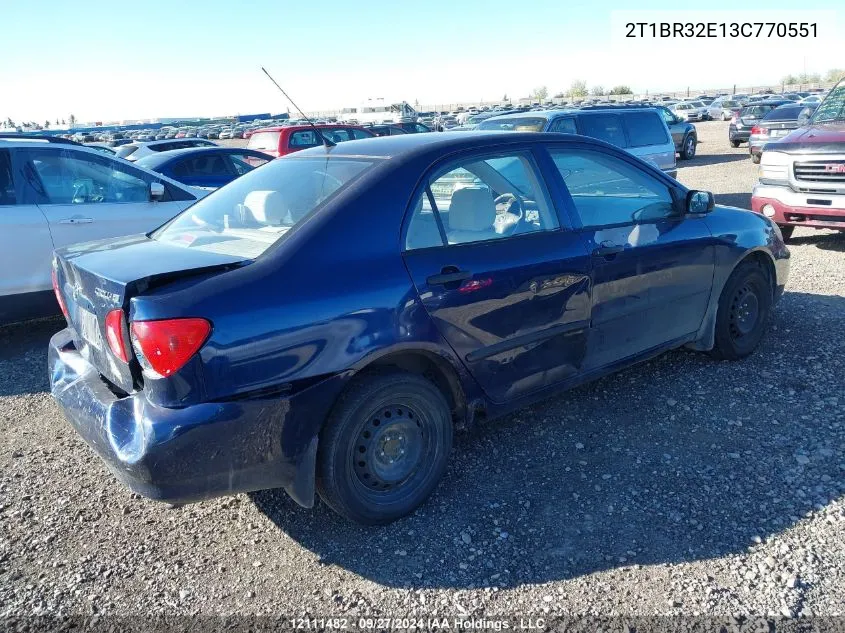 2003 Toyota Corolla Ce/Le/S VIN: 2T1BR32E13C770551 Lot: 12111482