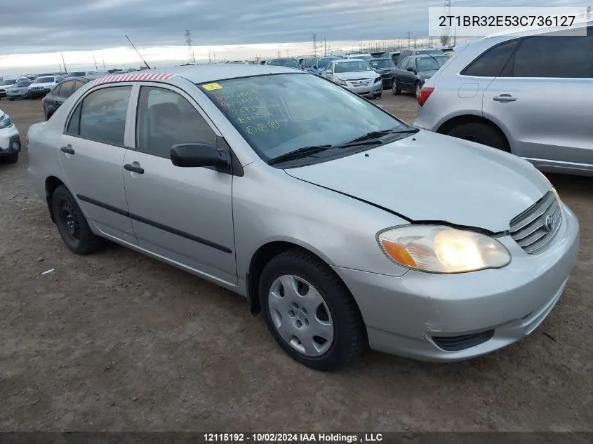 2003 Toyota Corolla Ce/Le/Sport VIN: 2T1BR32E53C736127 Lot: 12115192