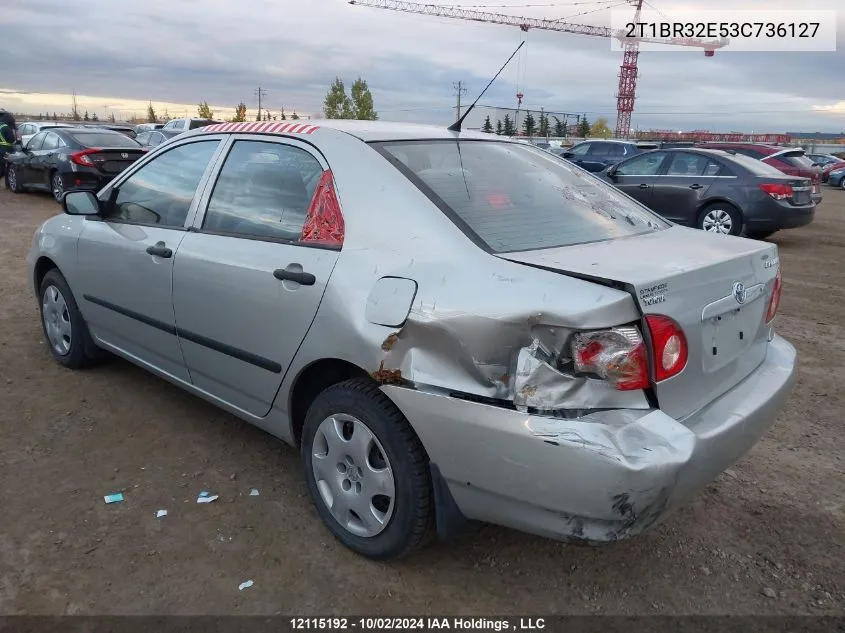 2003 Toyota Corolla Ce/Le/Sport VIN: 2T1BR32E53C736127 Lot: 12115192