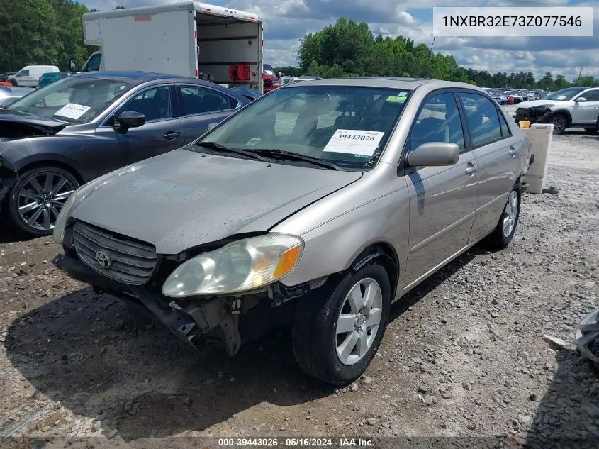 2003 Toyota Corolla Le VIN: 1NXBR32E73Z077546 Lot: 39443026