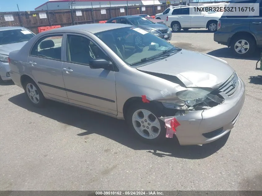 2003 Toyota Corolla Ce VIN: 1NXBR32E53Z116716 Lot: 39510162