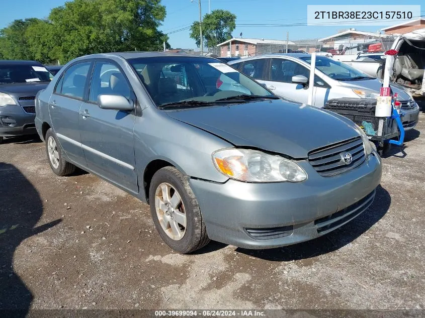 2003 Toyota Corolla Le VIN: 2T1BR38E23C157510 Lot: 39699094