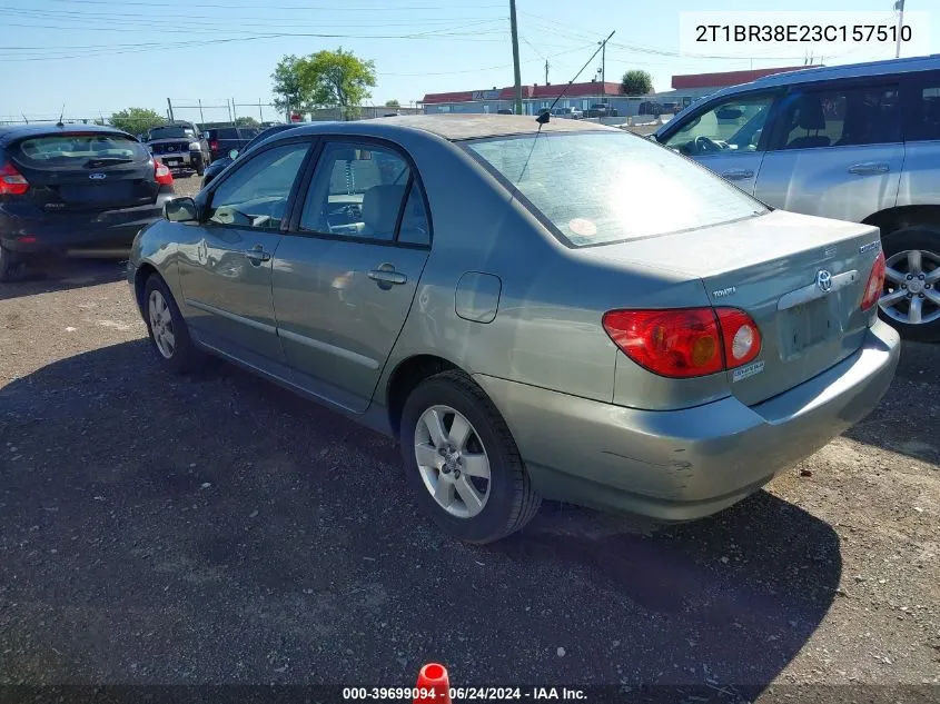 2003 Toyota Corolla Le VIN: 2T1BR38E23C157510 Lot: 39699094