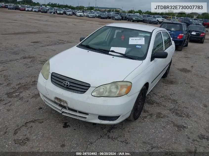 2003 Toyota Corolla Ce VIN: JTDBR32E730007783 Lot: 39703492