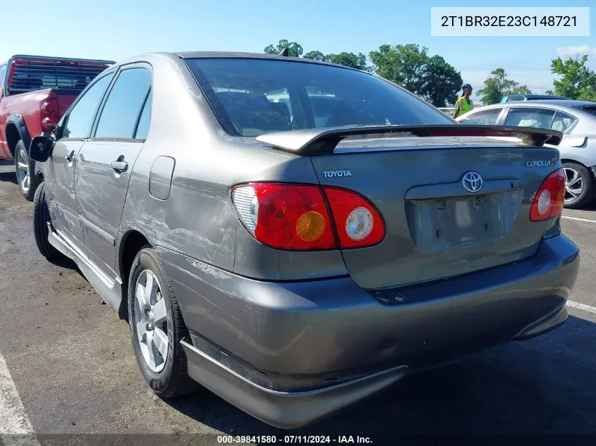 2003 Toyota Corolla S VIN: 2T1BR32E23C148721 Lot: 39841580