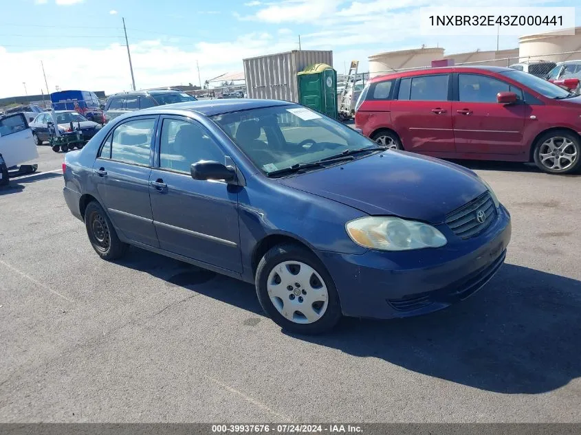 2003 Toyota Corolla Ce VIN: 1NXBR32E43Z000441 Lot: 39937676