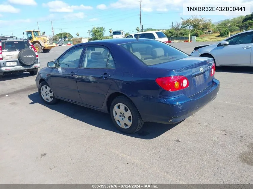 2003 Toyota Corolla Ce VIN: 1NXBR32E43Z000441 Lot: 39937676