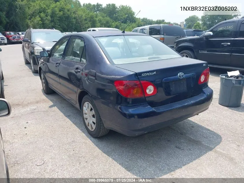 2003 Toyota Corolla Ce VIN: 1NXBR32E03Z005202 Lot: 39965075