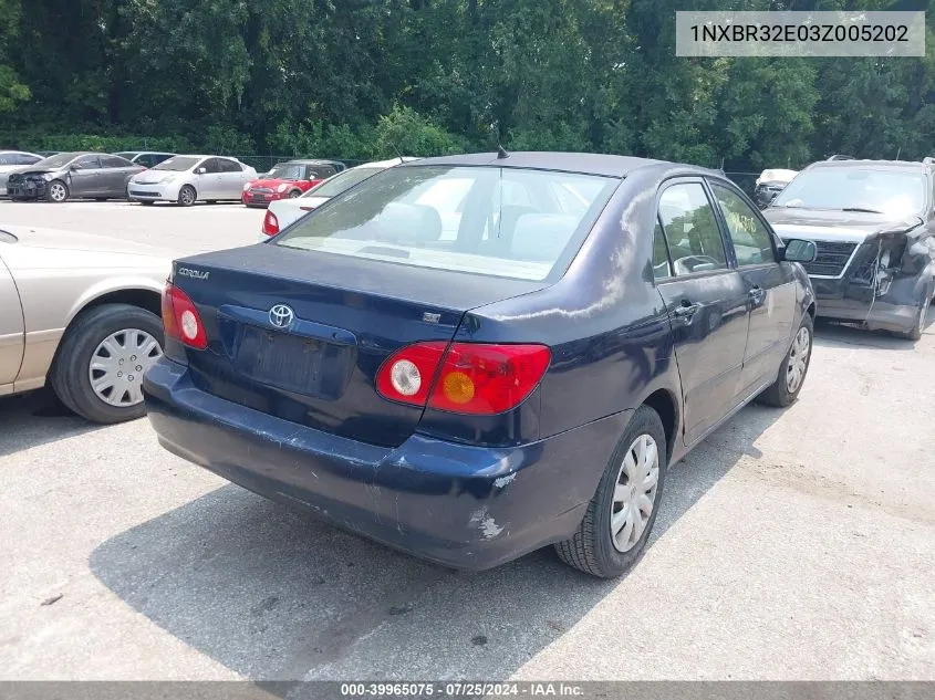 2003 Toyota Corolla Ce VIN: 1NXBR32E03Z005202 Lot: 39965075