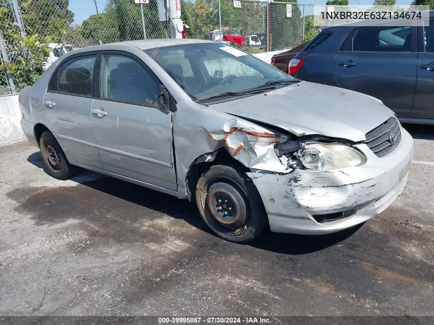 2003 Toyota Corolla Le VIN: 1NXBR32E63Z134674 Lot: 39995887