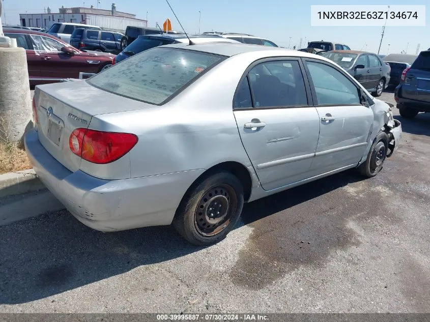 2003 Toyota Corolla Le VIN: 1NXBR32E63Z134674 Lot: 39995887