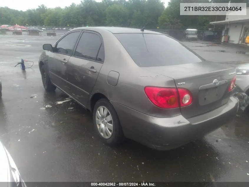 2003 Toyota Corolla Ce/Le/S VIN: 2T1BR32E33C034064 Lot: 40042562