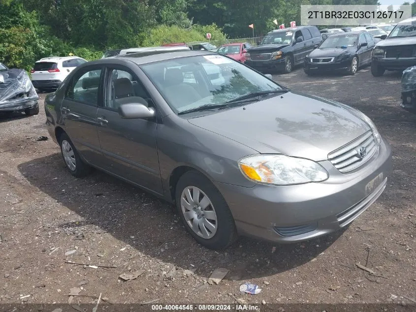 2003 Toyota Corolla Le VIN: 2T1BR32E03C126717 Lot: 40064545