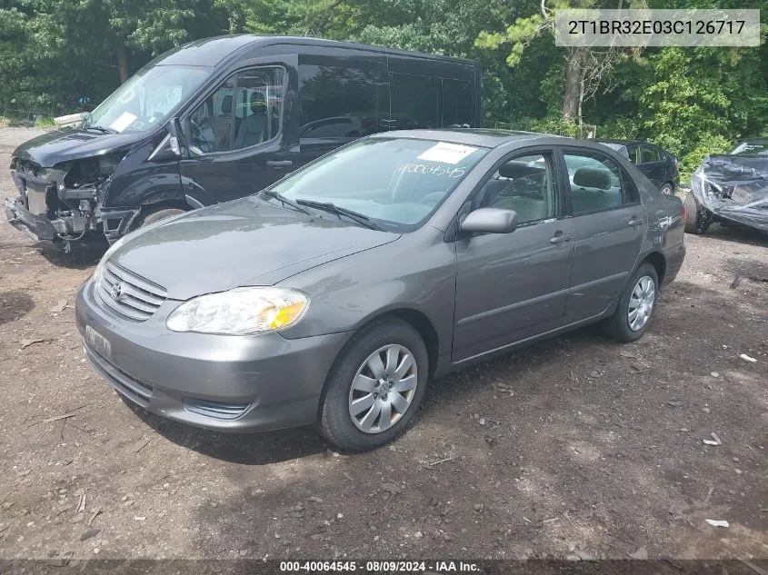 2003 Toyota Corolla Le VIN: 2T1BR32E03C126717 Lot: 40064545