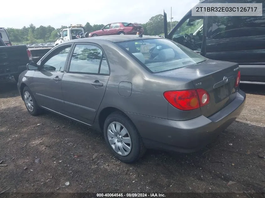 2003 Toyota Corolla Le VIN: 2T1BR32E03C126717 Lot: 40064545